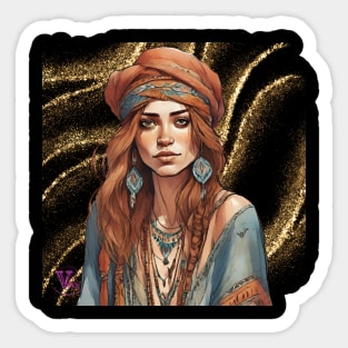 Boho chic girl Sticker